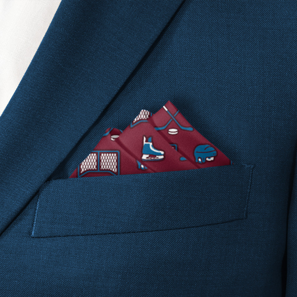 Hat Trick Hockey Pocket Square 4 Stairs Fold - Knotty Tie Co.