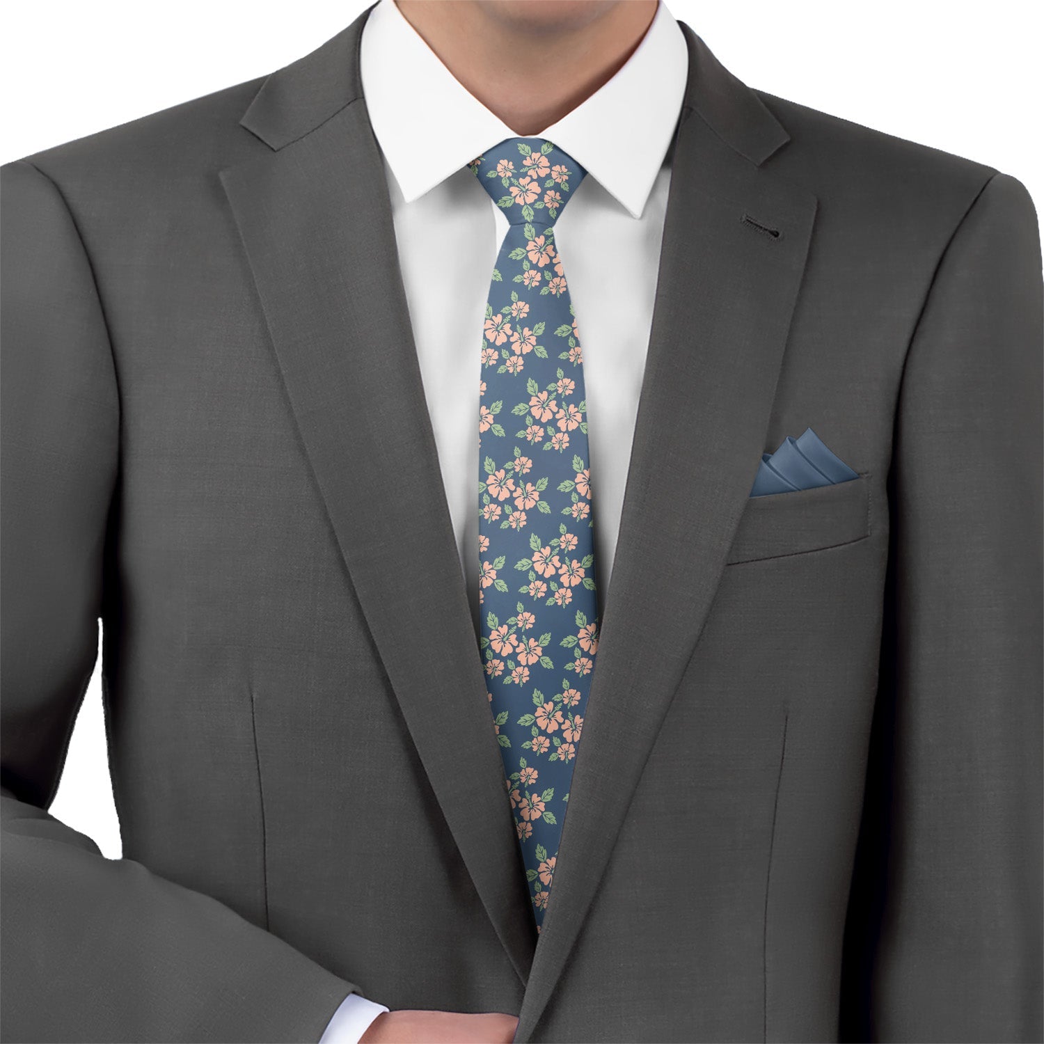 Hawaiian Floral Necktie - Matching Pocket Square - Knotty Tie Co.