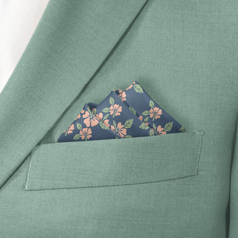 Hawaiian Floral Pocket Square - Stairs Fold - Knotty Tie Co.