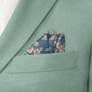 Hawaiian Floral Pocket Square - Wave Fold - Knotty Tie Co.