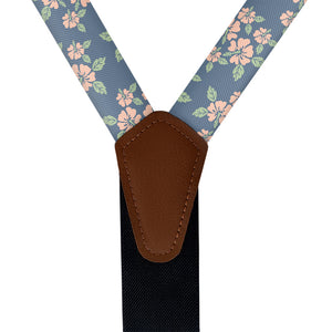 Hawaiian Floral Suspenders - Vegan Leather Y-Back - Knotty Tie Co.