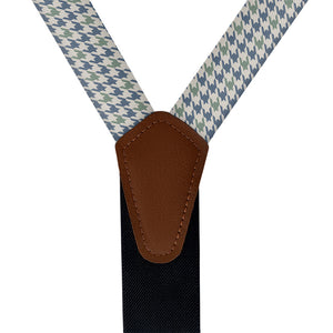 Houndstooth Suspenders - Vegan Leather Y-Back - Knotty Tie Co.