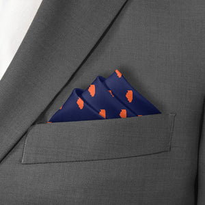 Illinois State Outline Pocket Square - Stairs Fold - Knotty Tie Co.