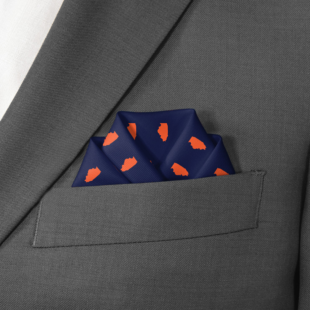 Illinois State Outline Pocket Square - Scalloped Fold - Knotty Tie Co.