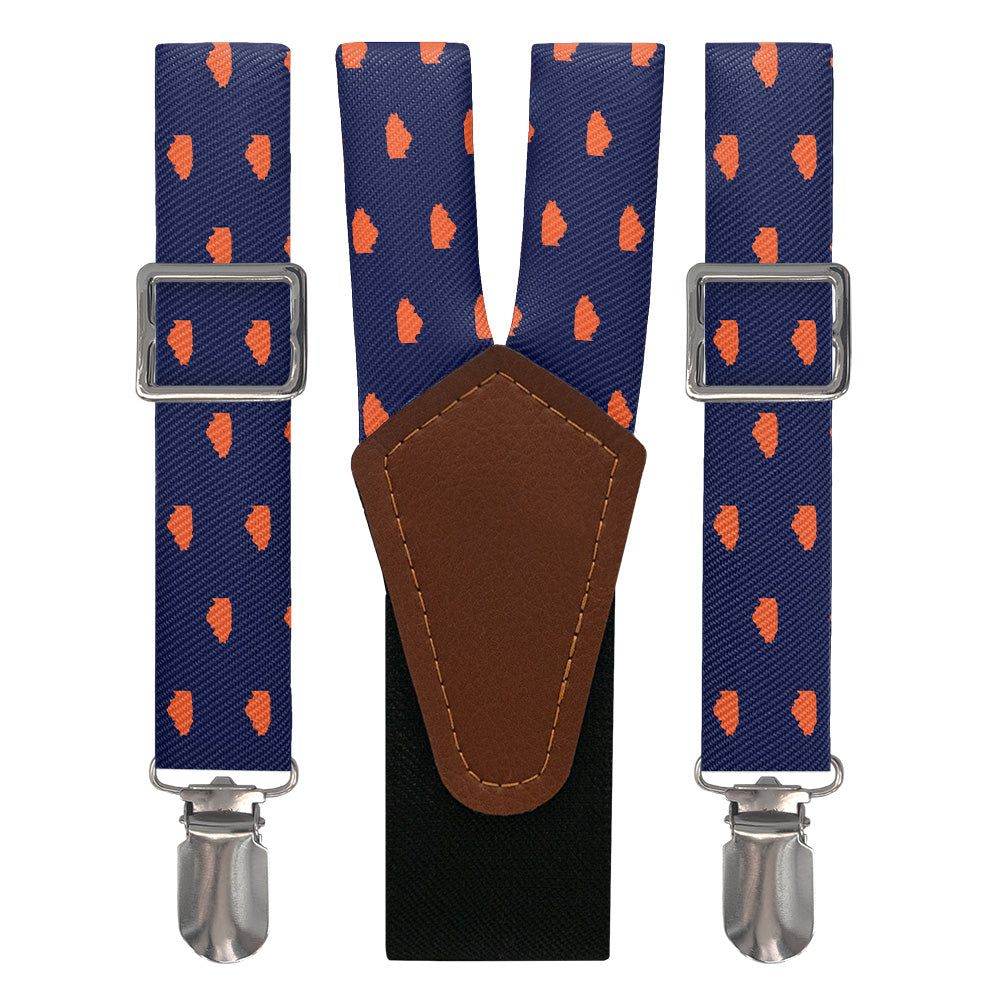 Illinois State Outline Suspenders - Main View - Knotty Tie Co.