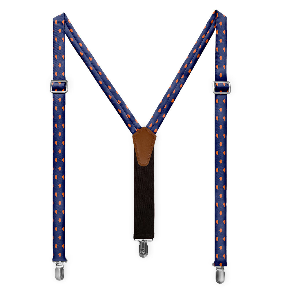 Illinois State Outline Suspenders - Full Front View - Knotty Tie Co.