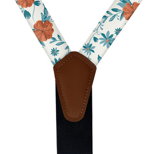 Impatiens Floral Suspenders - Vegan Leather Y-Back - Knotty Tie Co.