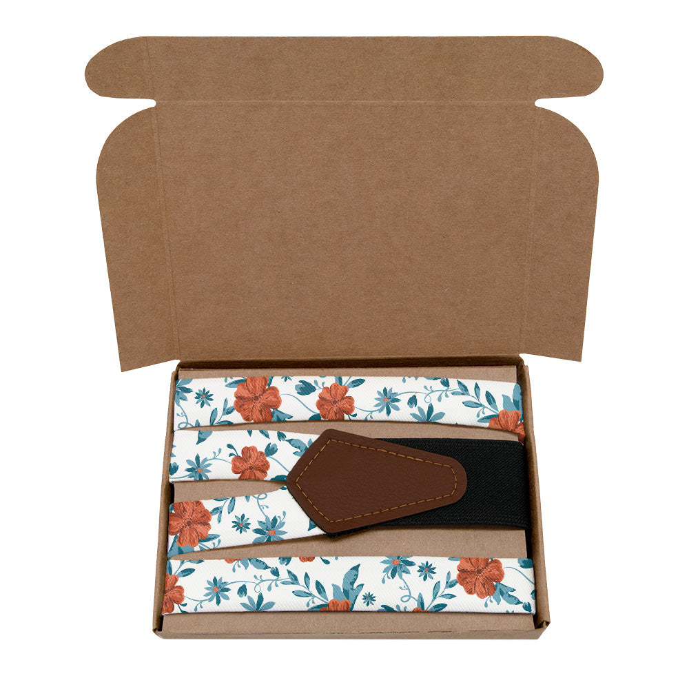 Impatiens Floral Suspenders - Kraft Gift Box Packaging - Knotty Tie Co.