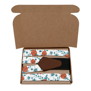 Impatiens Floral Suspenders - Kraft Gift Box Packaging - Knotty Tie Co.