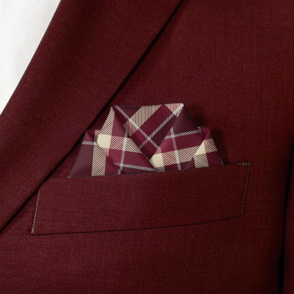 Inca Plaid Pocket Square - Scalloped Fold - Knotty Tie Co.