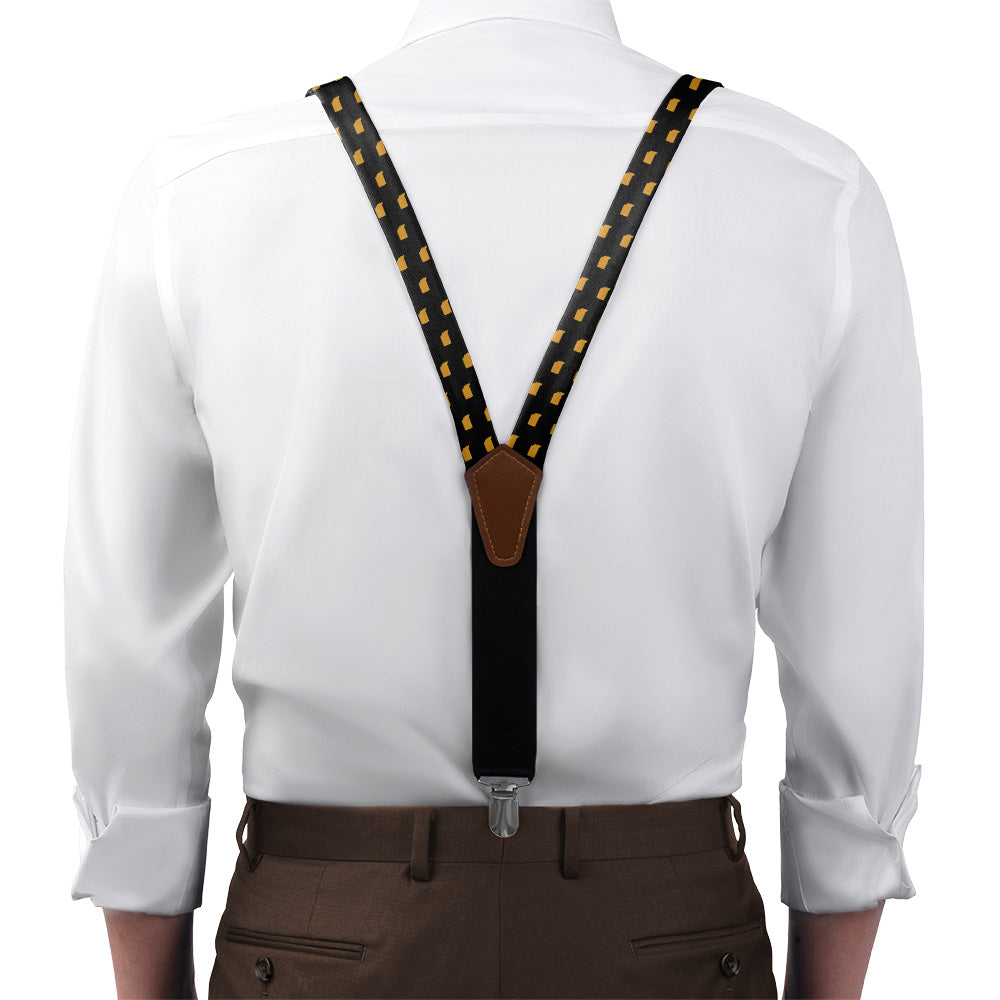 Indiana State Outline Suspenders - On Model Front View - Knotty Tie Co.