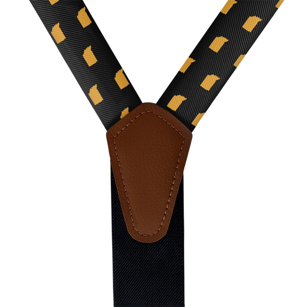 Indiana State Outline Suspenders - Vegan Leather Y-Back - Knotty Tie Co.