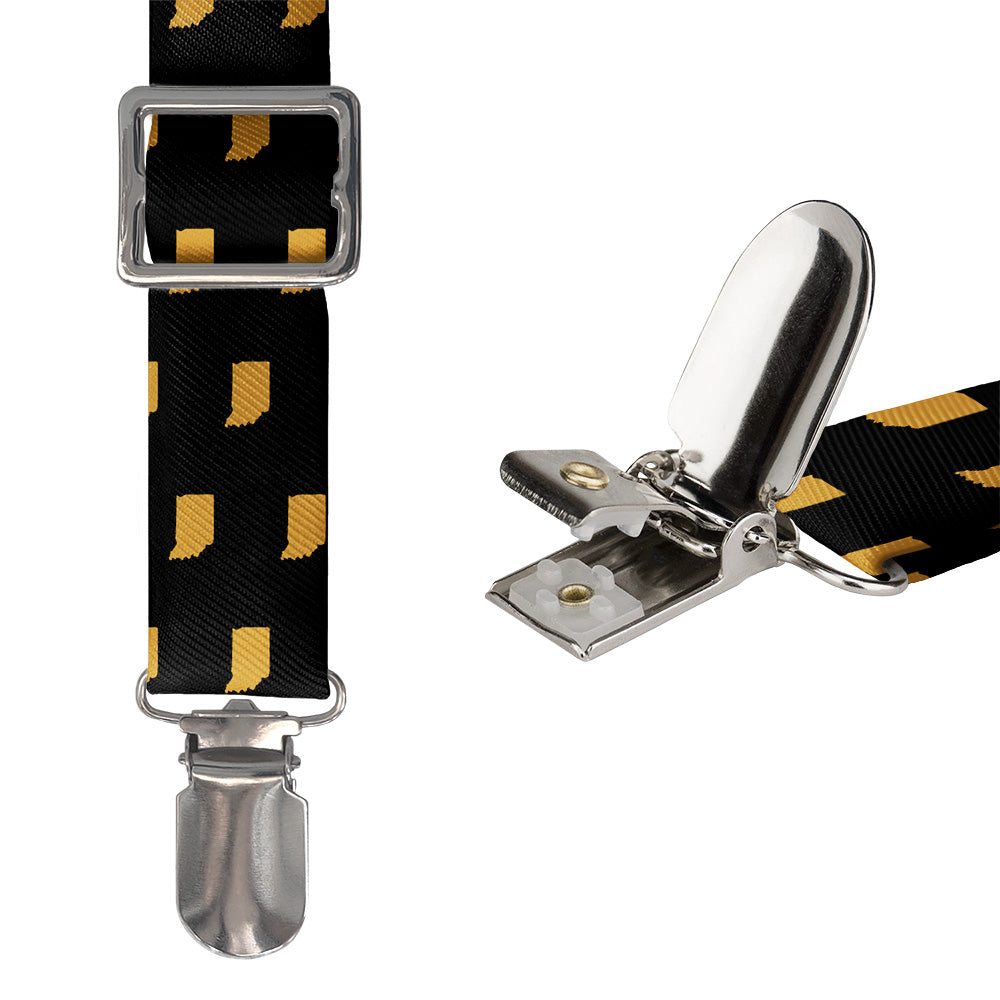Indiana State Outline Suspenders - Hardware and Strap - Knotty Tie Co.