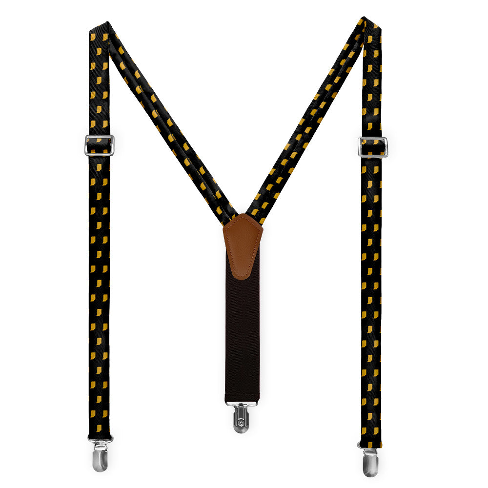 Indiana State Outline Suspenders - Full Front View - Knotty Tie Co.