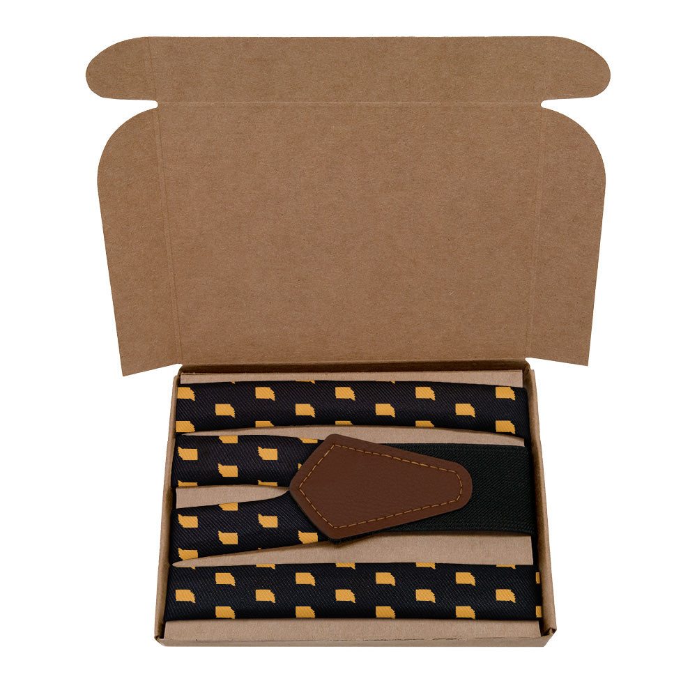 Indiana State Outline Suspenders - Kraft Gift Box Packaging - Knotty Tie Co.