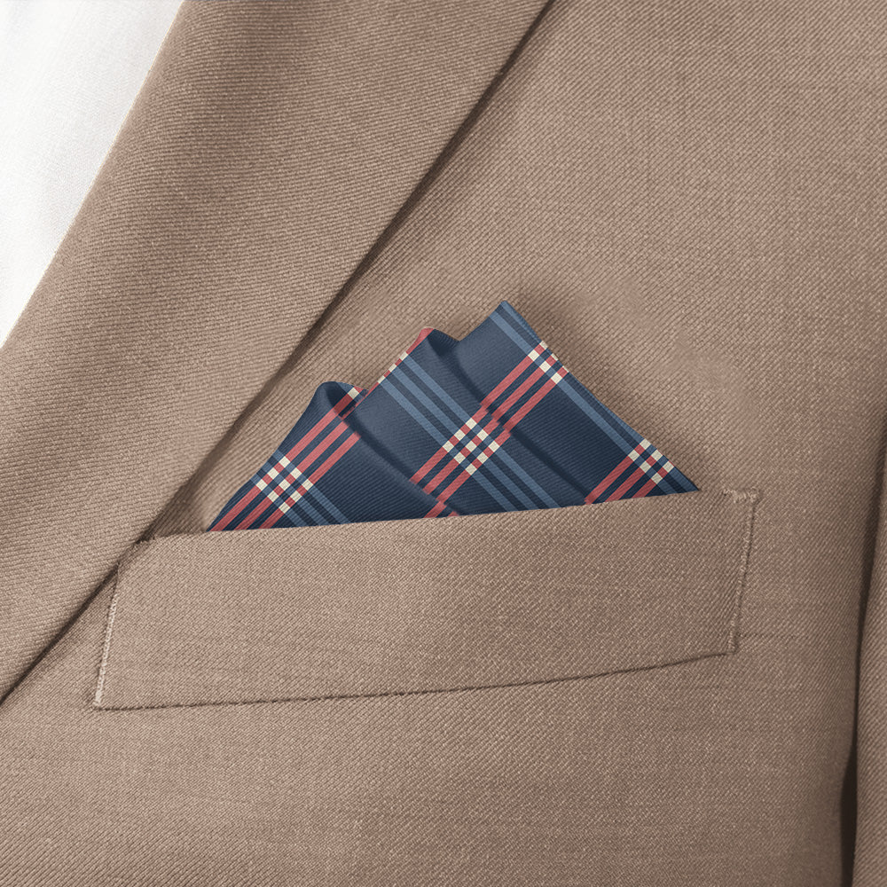 Intersector Plaid Pocket Square - Stairs Fold - Knotty Tie Co.