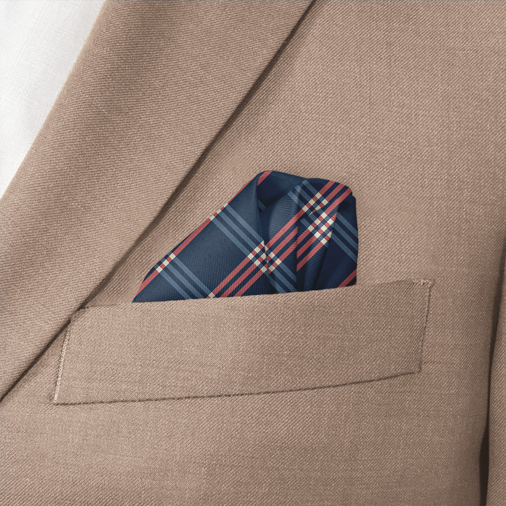 Intersector Plaid Pocket Square - Wave Fold - Knotty Tie Co.