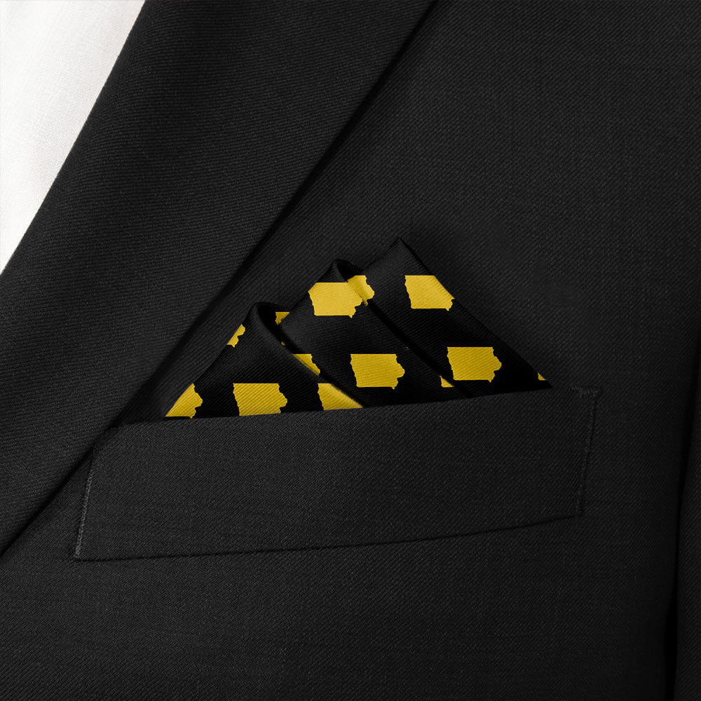 Iowa State Outline Pocket Square - Stairs Fold - Knotty Tie Co.