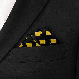 Iowa State Outline Pocket Square - Stairs Fold - Knotty Tie Co.