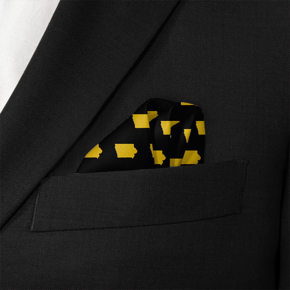 Iowa State Outline Pocket Square - Wave Fold - Knotty Tie Co.