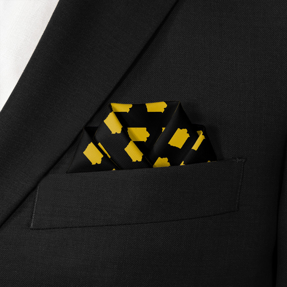 Iowa State Outline Pocket Square - Scalloped Fold - Knotty Tie Co.