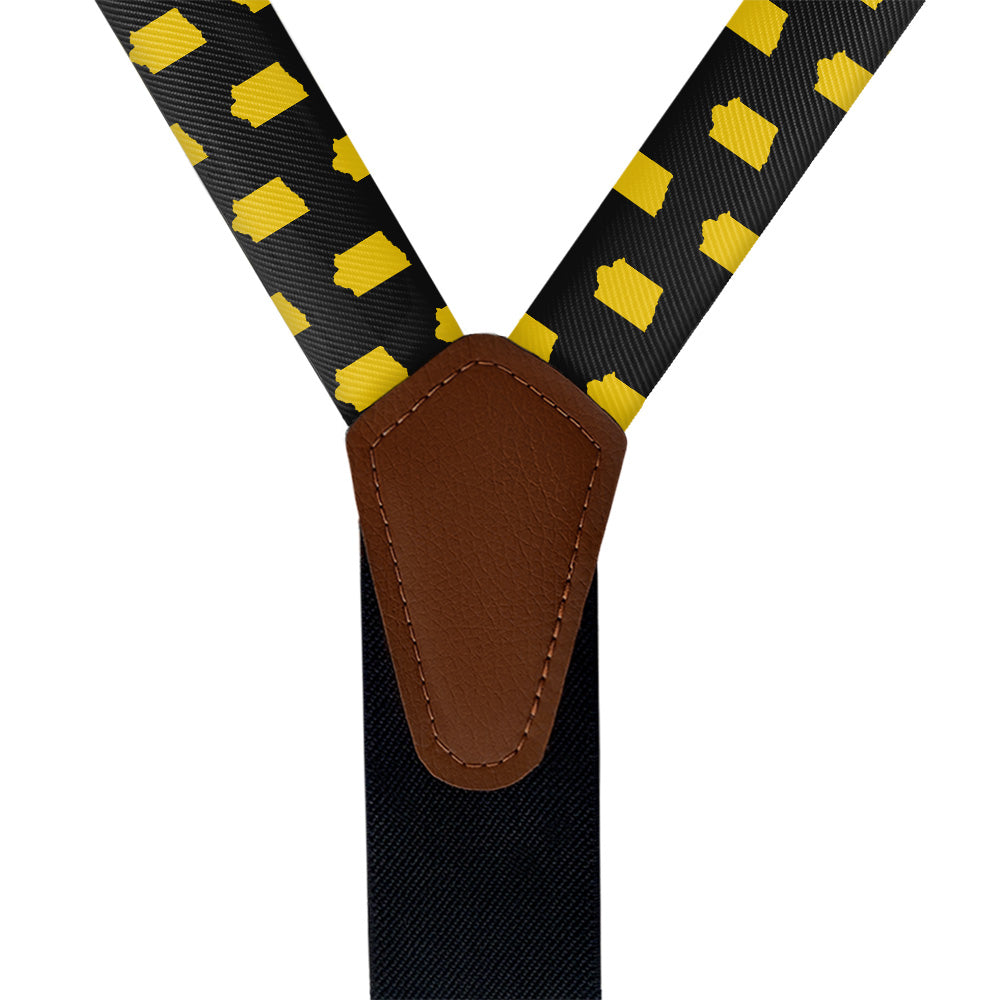 Iowa State Outline Suspenders - Vegan Leather Y-Back - Knotty Tie Co.