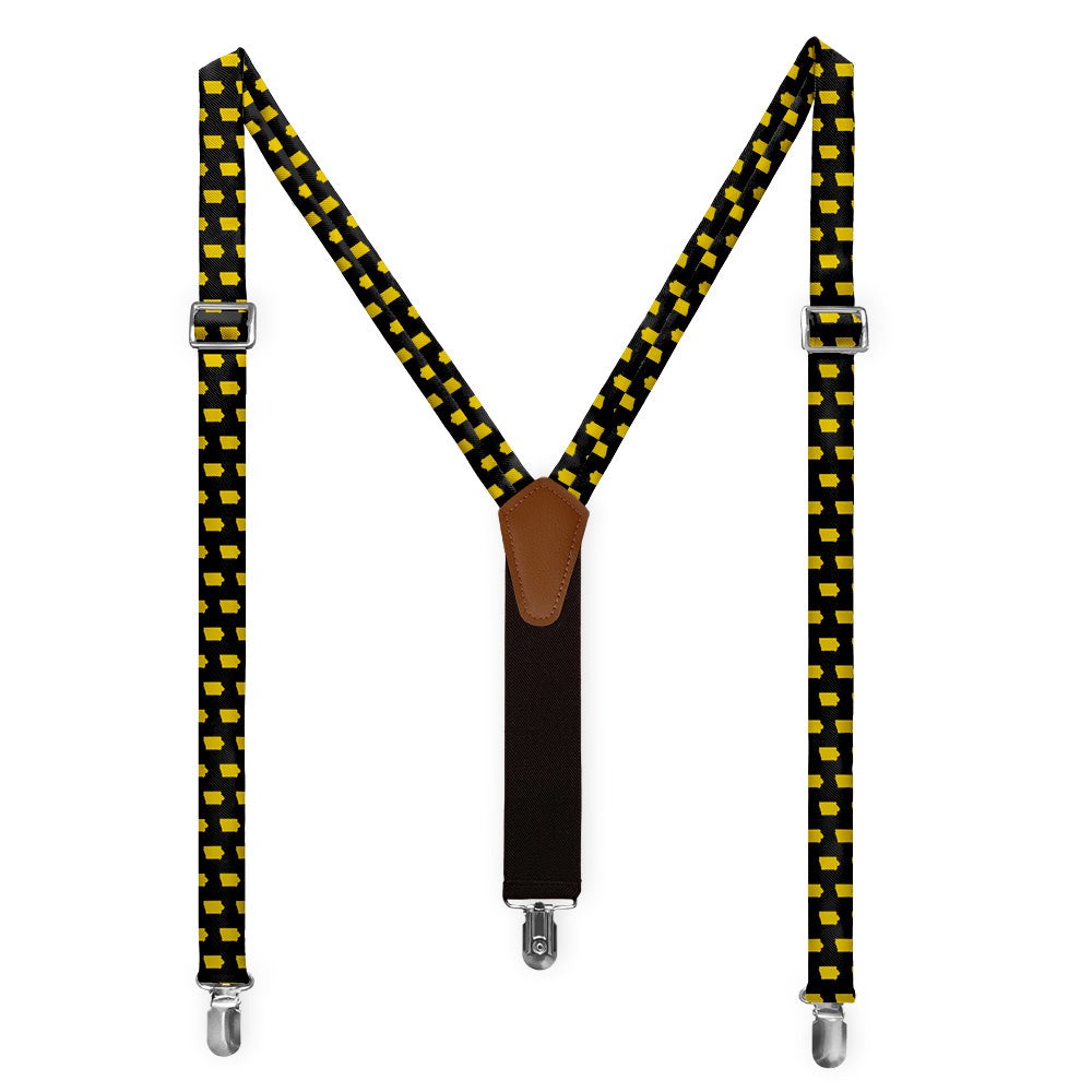 Iowa State Outline Suspenders - Full Front View - Knotty Tie Co.