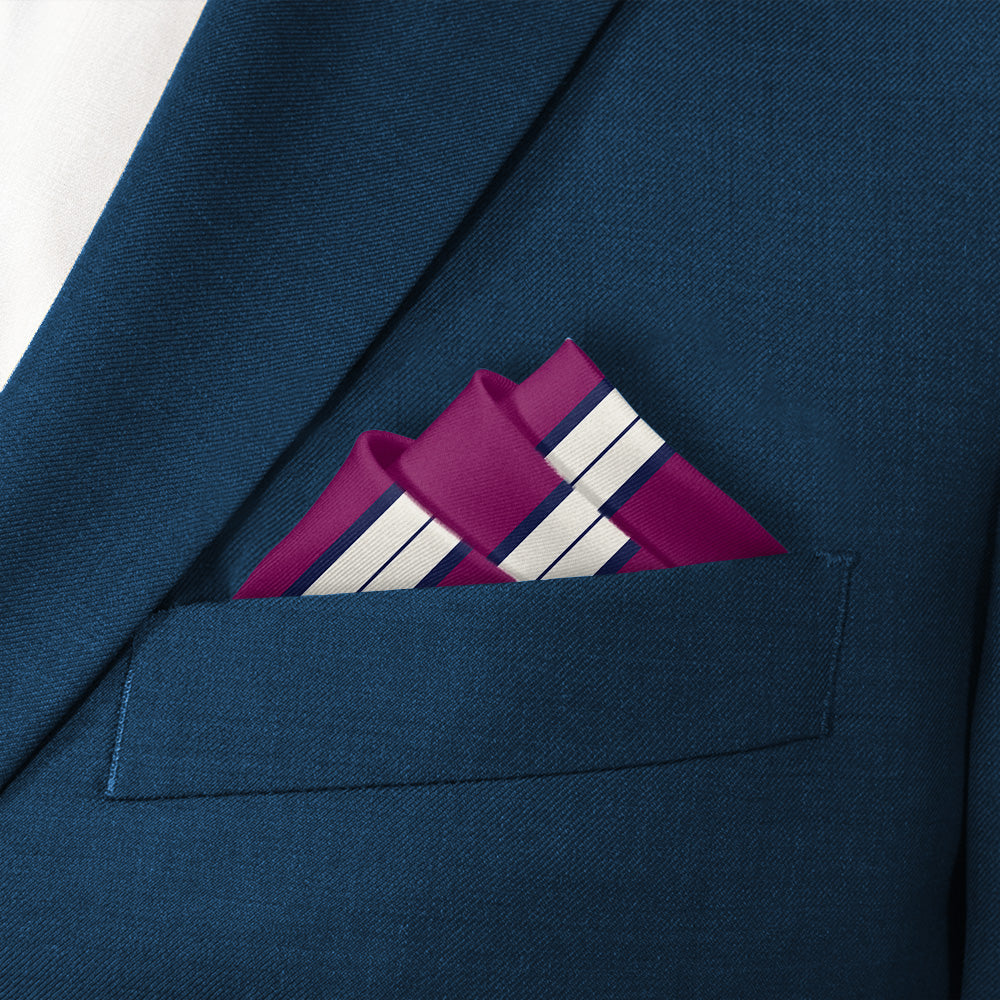 Kalamath Stripe Pocket Square - Stairs Fold - Knotty Tie Co.