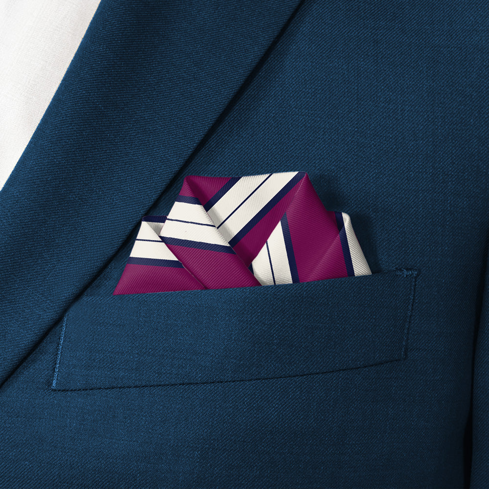 Kalamath Stripe Pocket Square - Scalloped Fold - Knotty Tie Co.