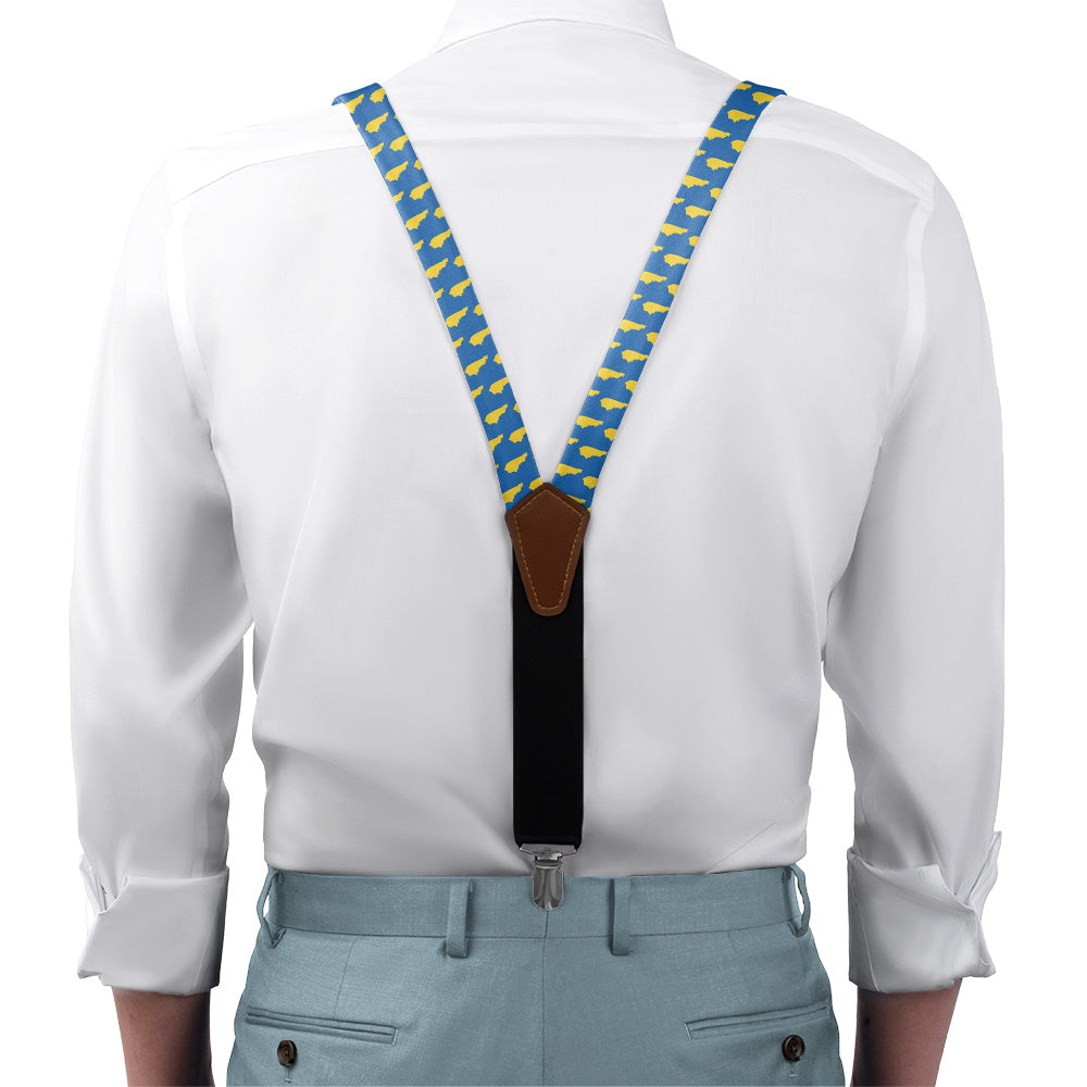 Kentucky State Outline Suspenders - On Model Front View - Knotty Tie Co.