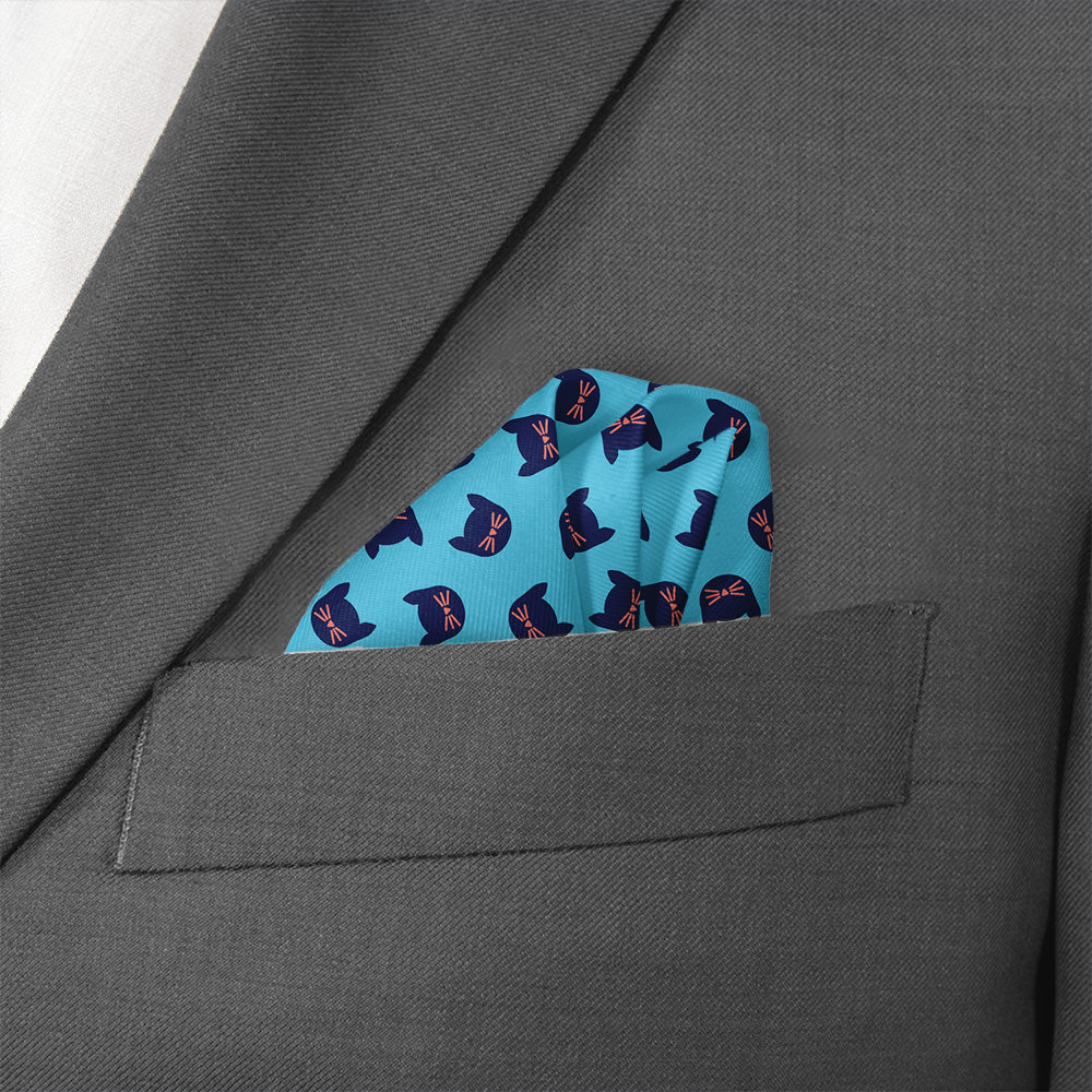 Kitty Cats Pocket Square - Wave Fold - Knotty Tie Co.