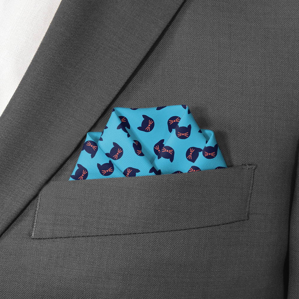 Kitty Cats Pocket Square - Scalloped Fold - Knotty Tie Co.