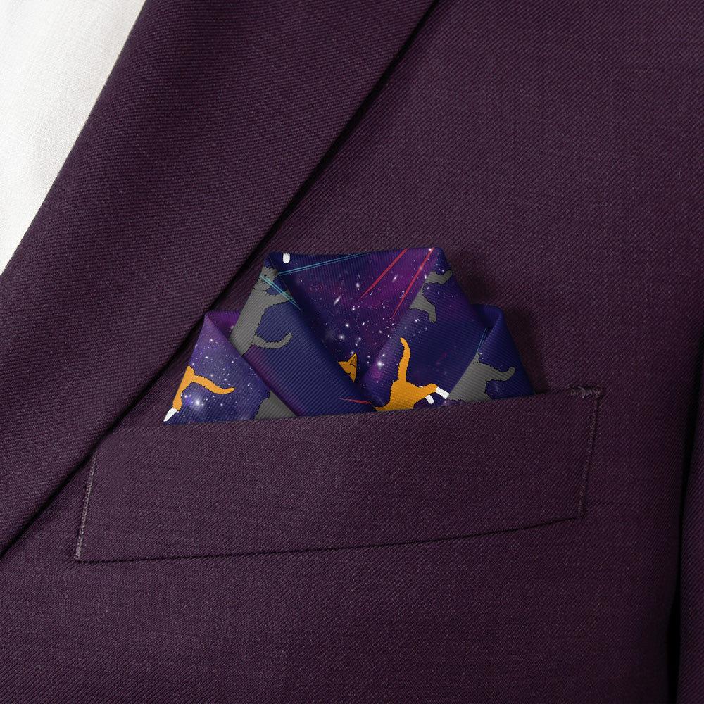 Laser Cats Pocket Square - Scalloped Fold - Knotty Tie Co.