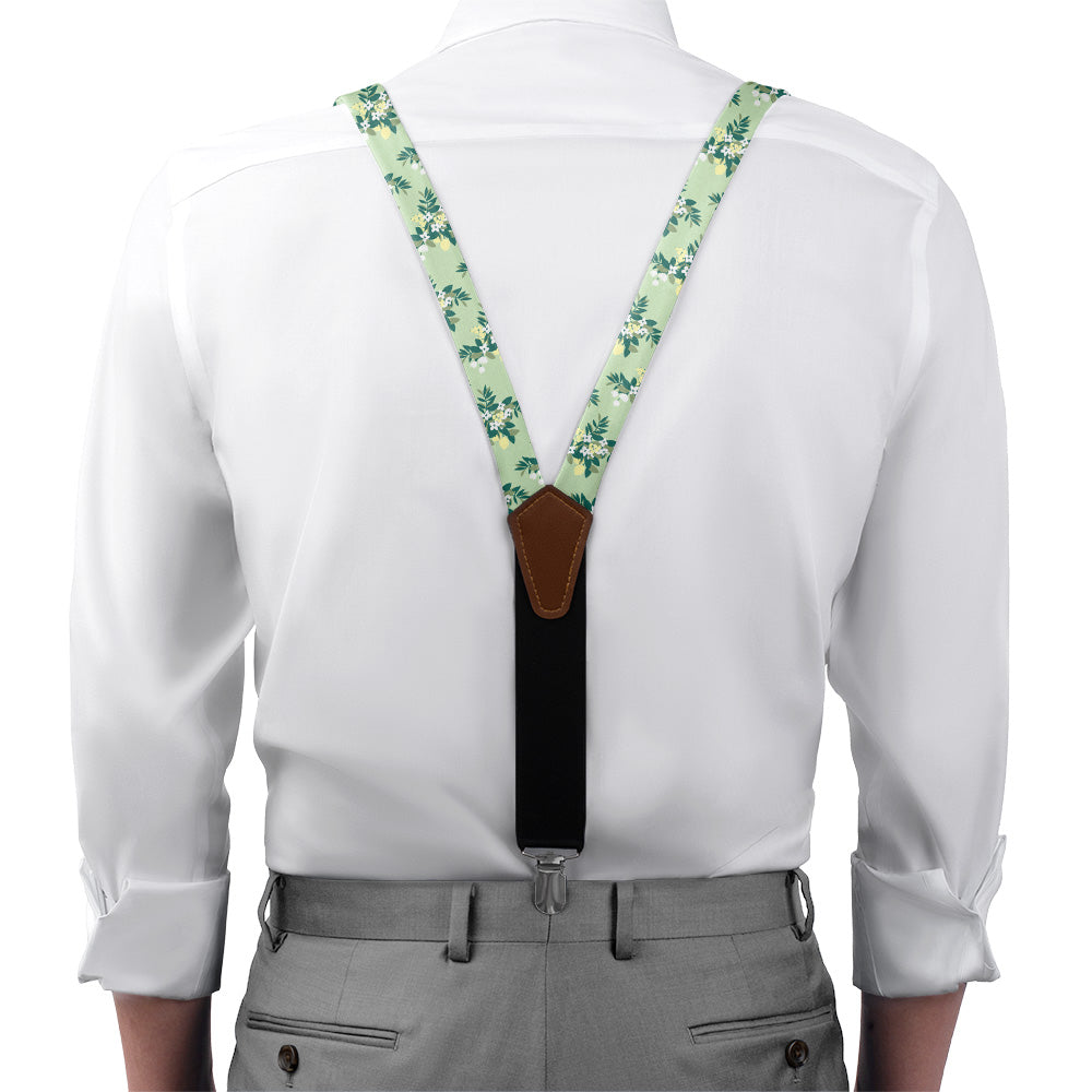 Lemon Blossom Suspenders - On Model Front View - Knotty Tie Co.