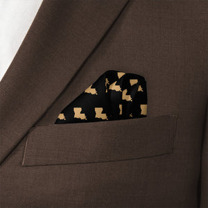 Louisiana State Outline Pocket Square - Wave Fold - Knotty Tie Co.