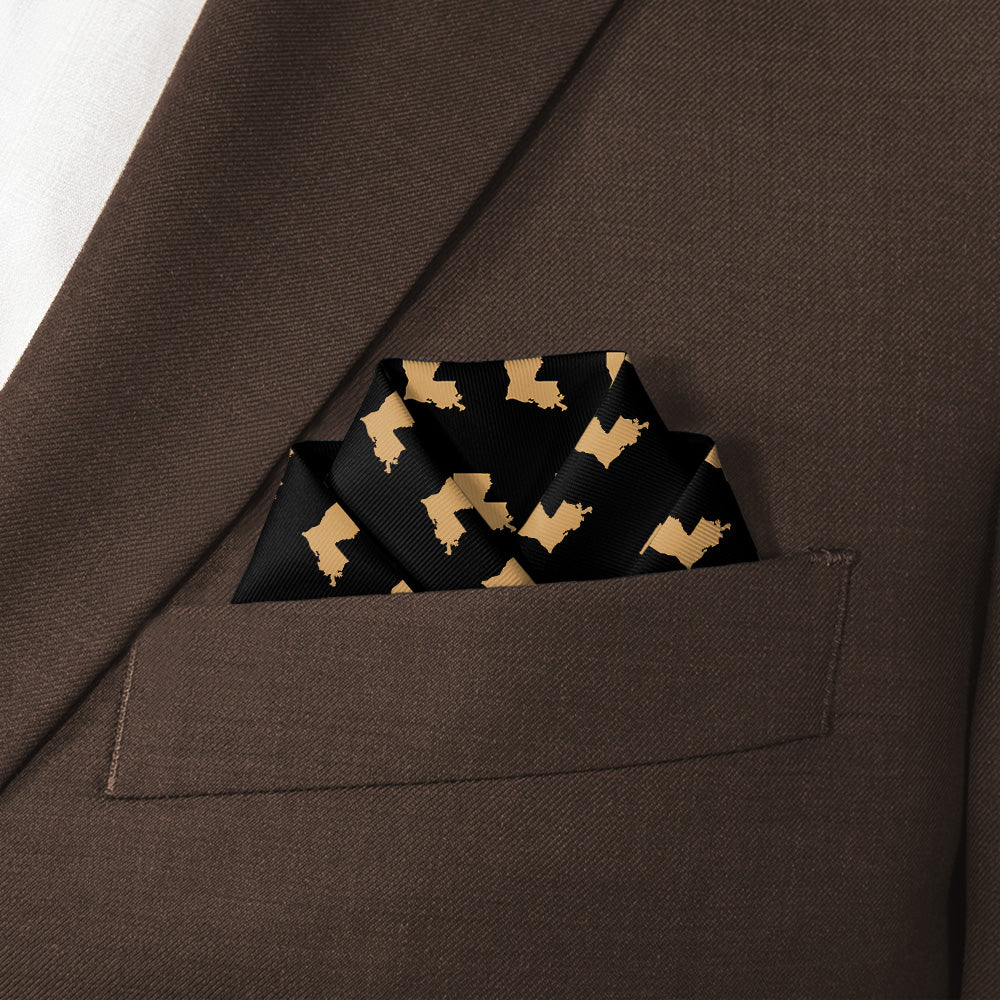 Louisiana State Outline Pocket Square - Scalloped Fold - Knotty Tie Co.