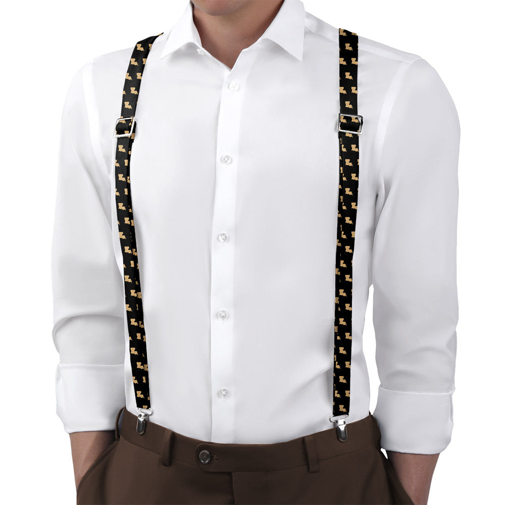 Louisiana State Outline Suspenders - Main View - Knotty Tie Co.