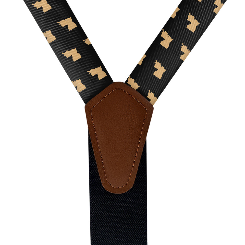 Louisiana State Outline Suspenders - Vegan Leather Y-Back - Knotty Tie Co.