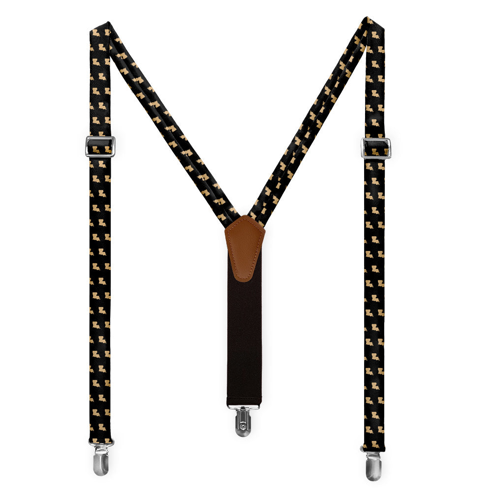 Louisiana State Outline Suspenders - Full Front View - Knotty Tie Co.