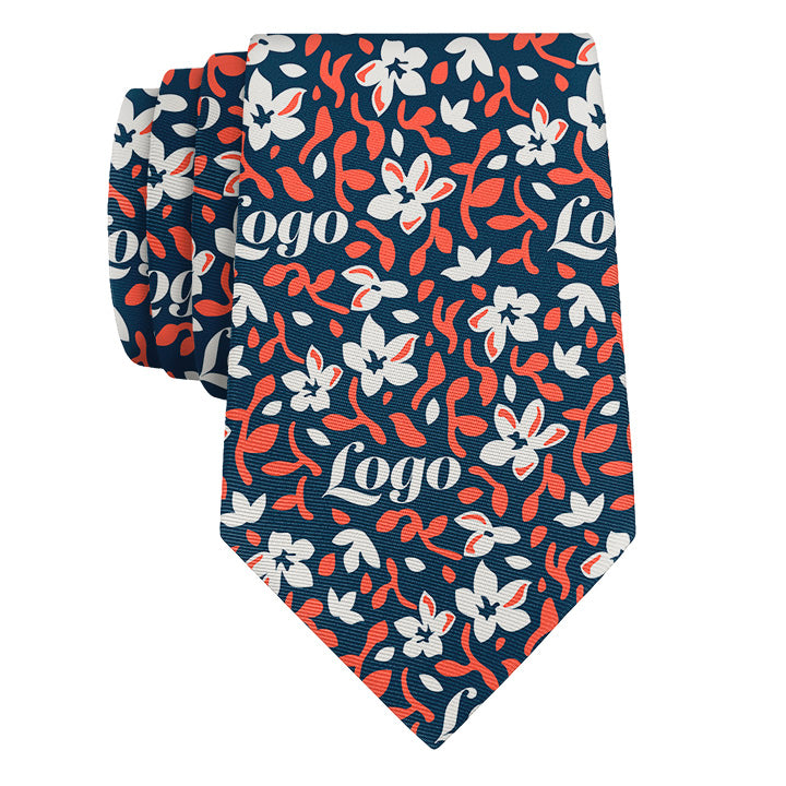 Custom Luke Floral 2 Logo Tie - Rolled - Knotty Tie Co.