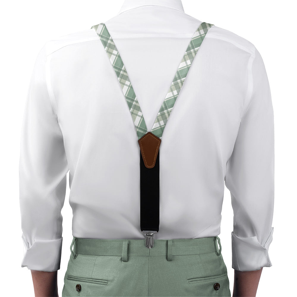Luther Plaid Suspenders - On Model Front View - Knotty Tie Co.