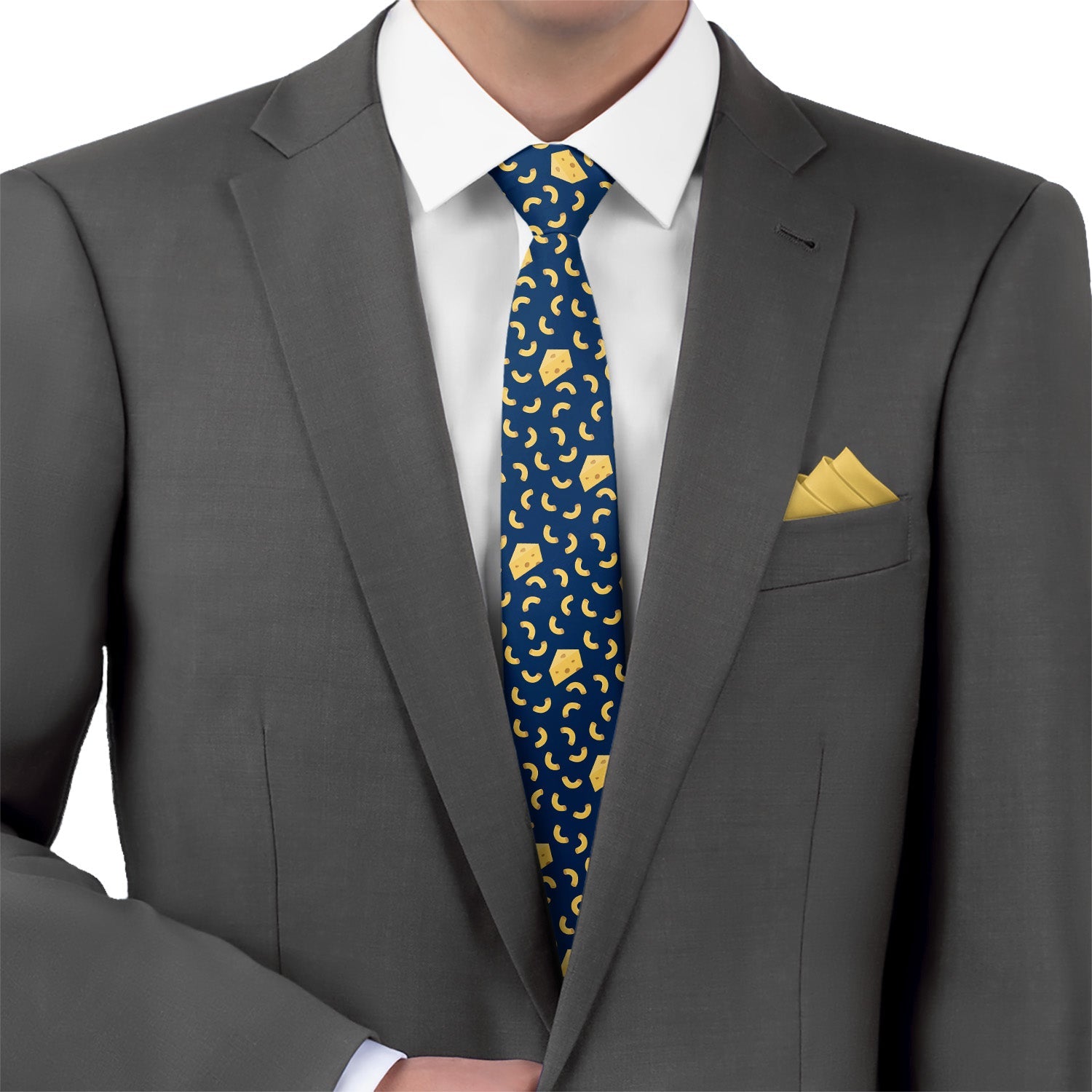 Mac N Cheese Necktie - Matching Pocket Square - Knotty Tie Co.