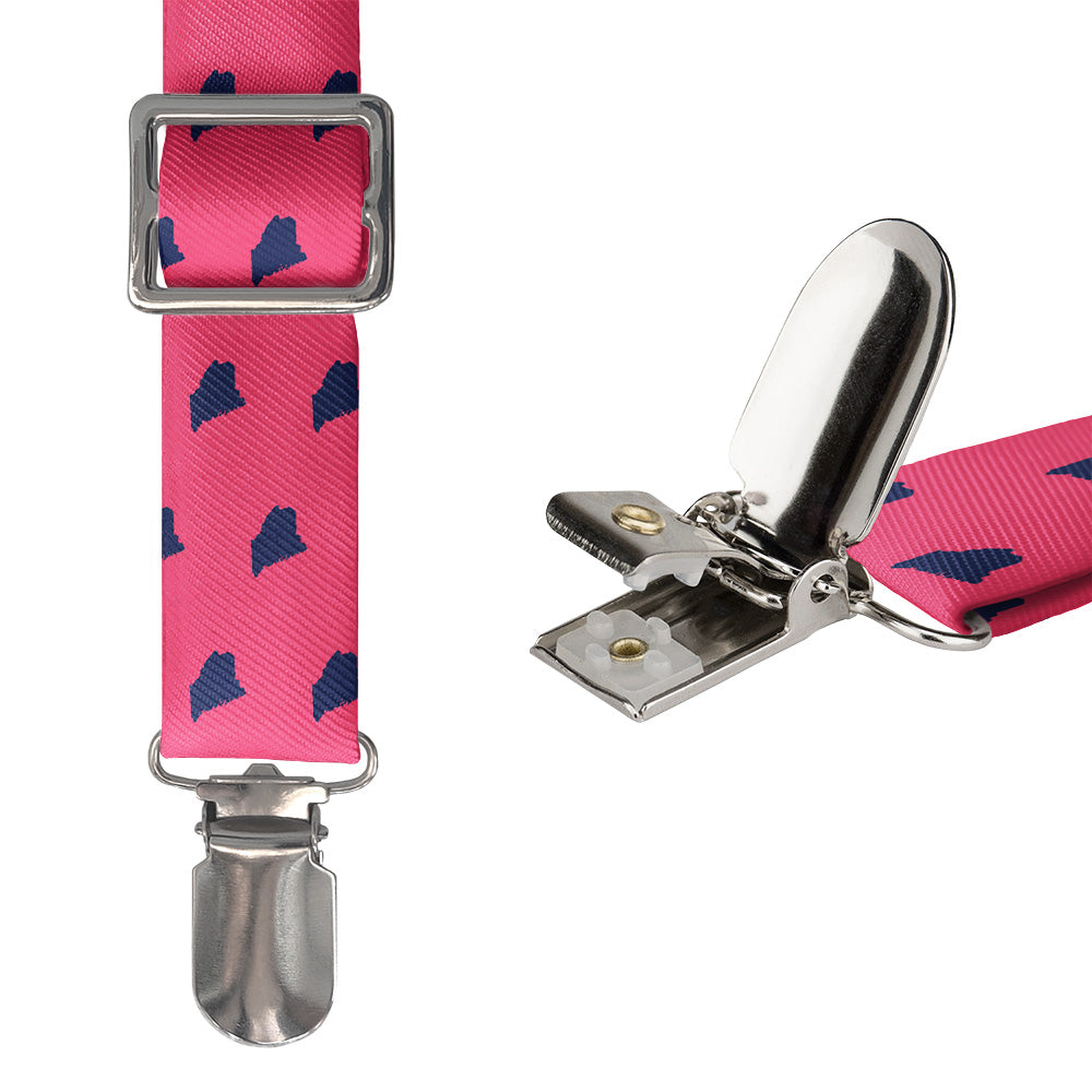 Maine State Outline Suspenders - Hardware and Strap - Knotty Tie Co.