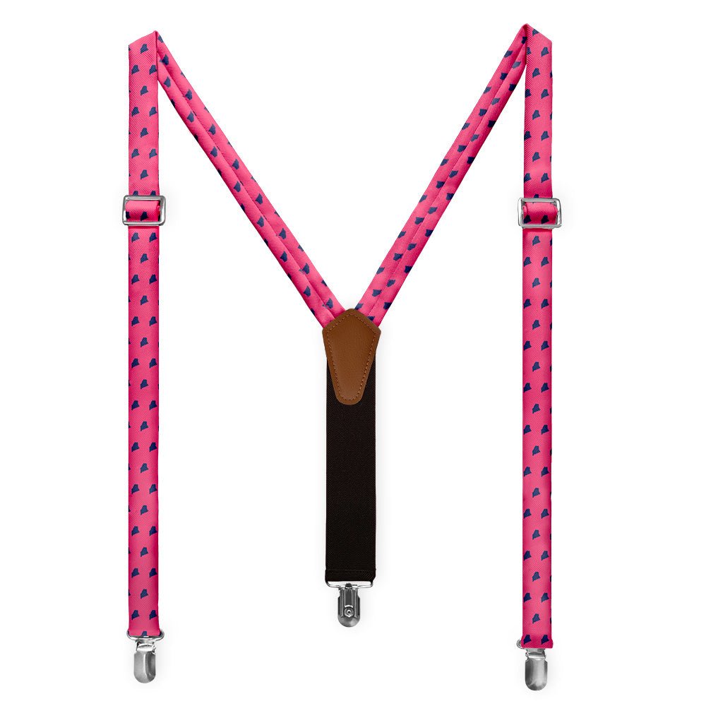 Maine State Outline Suspenders - Full Front View - Knotty Tie Co.