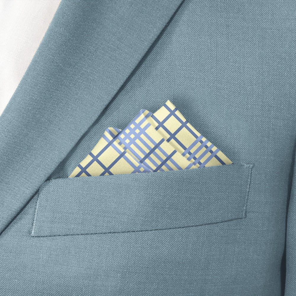 Manhattan Plaid Pocket Square - Stairs Fold - Knotty Tie Co.