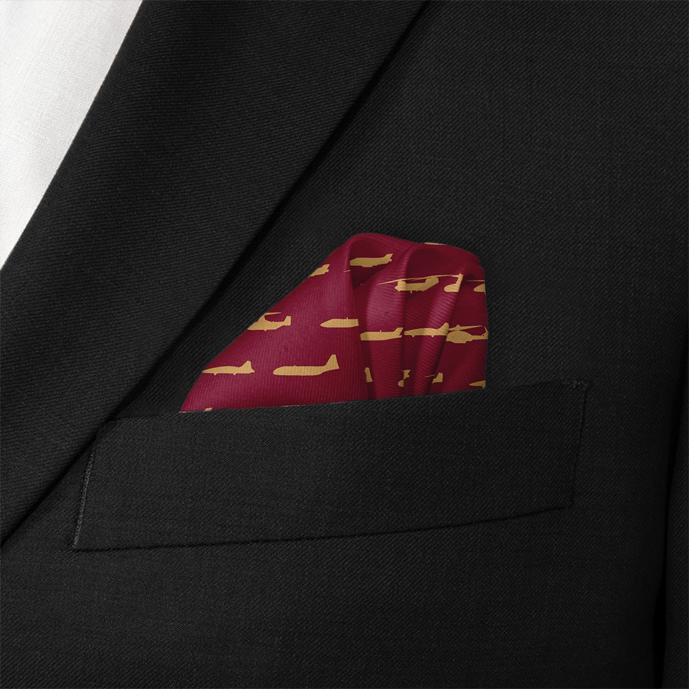 Marine Aircrafts Pocket Square - Wave Fold - Knotty Tie Co.