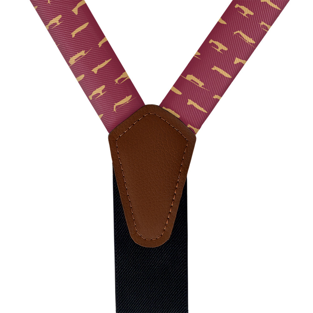 Marine Aircrafts Suspenders - Vegan Leather Y-Back - Knotty Tie Co.