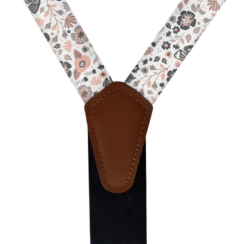 Mariposa Floral Suspenders - Vegan Leather Y-Back - Knotty Tie Co.