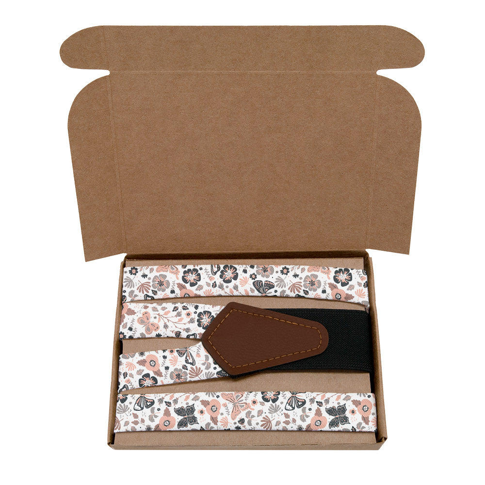 Mariposa Floral Suspenders - Kraft Gift Box Packaging - Knotty Tie Co.