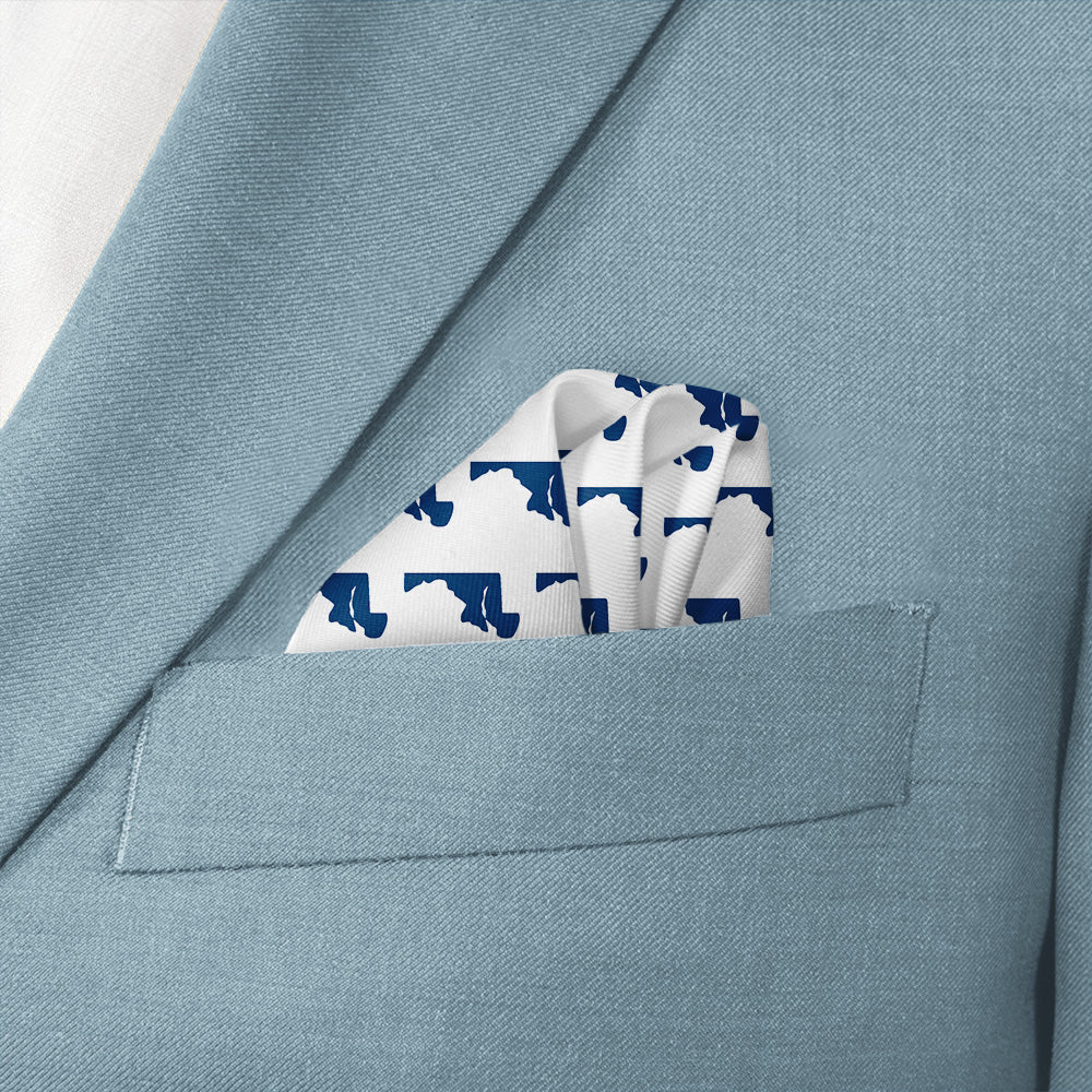 Maryland State Outline Pocket Square - Wave Fold - Knotty Tie Co.